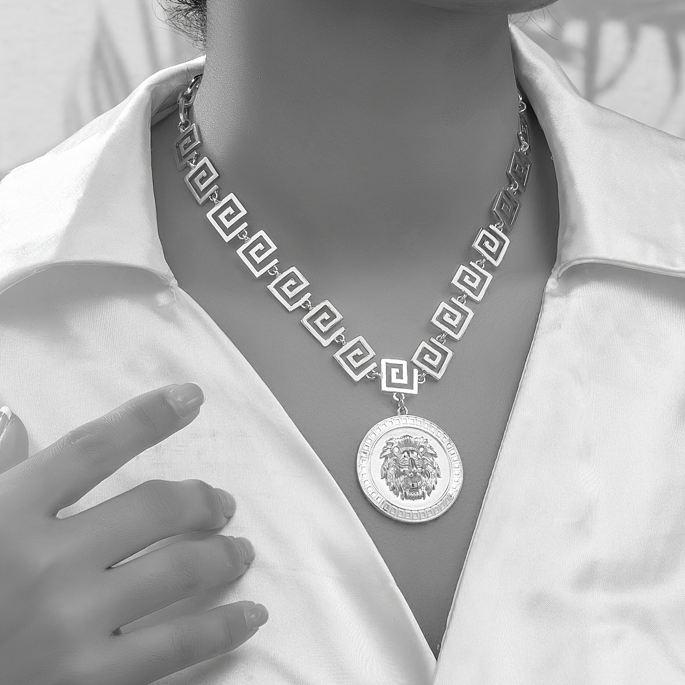 Geometric Lion Head Pendant Necklace for Women